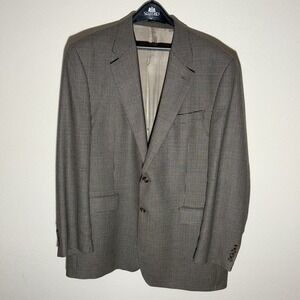 Chaps Ralph Lauren Blazer 44L Wool/Silk Houndstooth‎ Patterned Brown Sport Coat